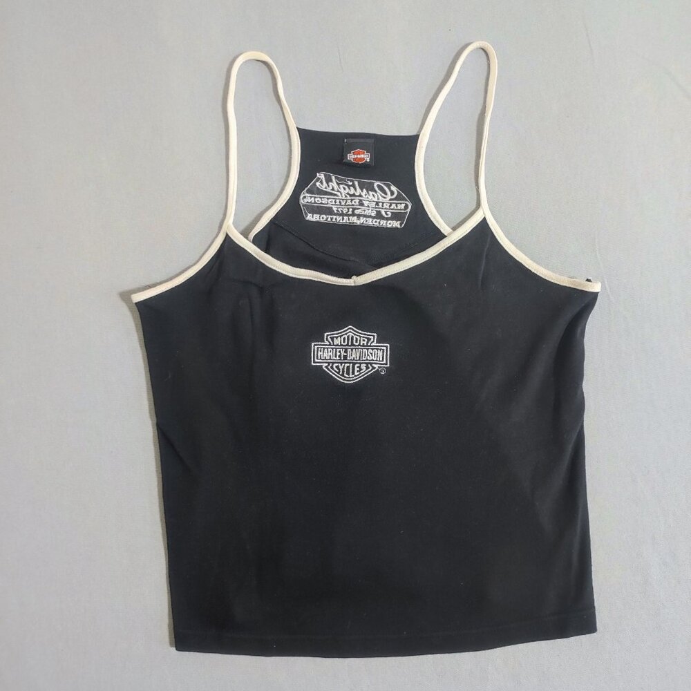 Harley-Davidson Black Tank Top with Cream Trim